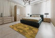 Patterned Dark Bronze Brown Rug in a Bedroom, pat3519org