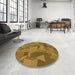 Round Patterned Dark Bronze Brown Rug in a Office, pat3519org