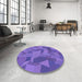 Round Patterned Purple Mimosa Purple Rug in a Office, pat3519pur