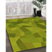 Patterned Pistachio Green Rug in Family Room, pat3519yw