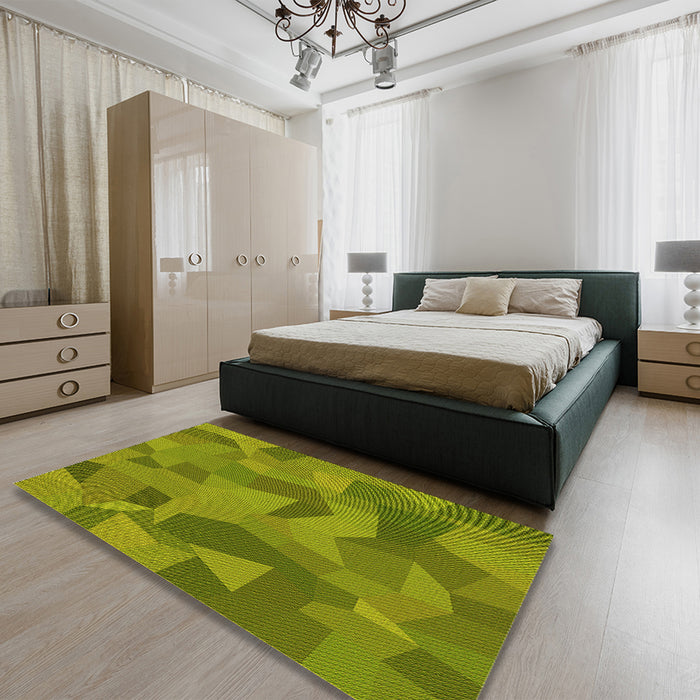 Patterned Pistachio Green Rug in a Bedroom, pat3519yw