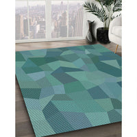 Patterned Teal Green Novelty Rug, pat3519