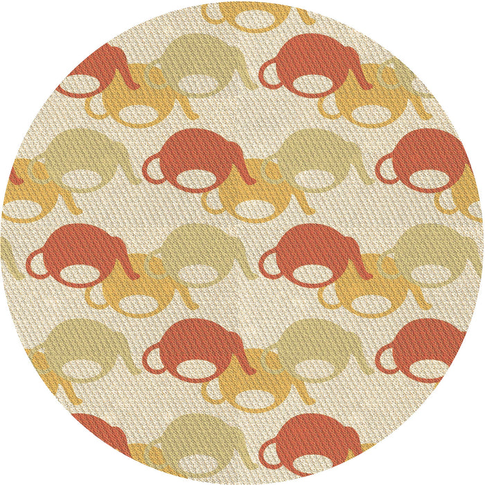 Square Patterned Khaki Gold Rug, pat3520brn