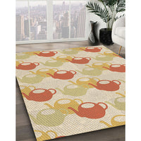 Patterned Khaki Gold Rug, pat3520brn