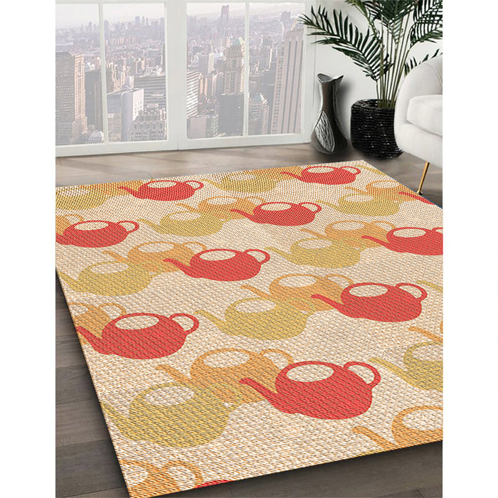 Patterned Sun Yellow Rug in Family Room, pat3520org