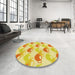 Round Patterned Dark Orange Rug in a Office, pat3520yw