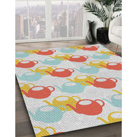 Patterned Orange Salmon Pink Novelty Rug, pat3520