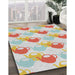 Patterned Orange Salmon Pink Novelty Rug in Family Room, pat3520