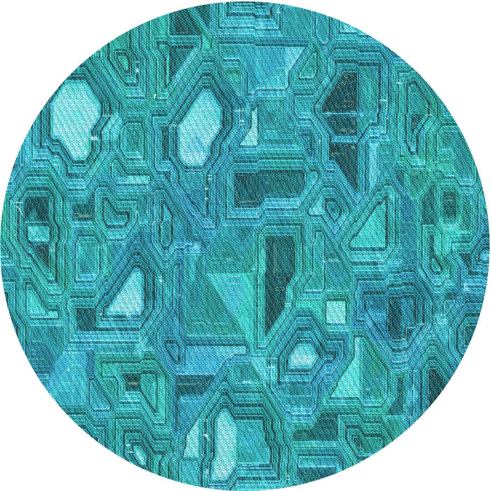 Square Patterned Dark Cyan Green Rug, pat3521lblu