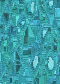 Machine Washable Transitional Dark Cyan Green Rug, wshpat3521lblu