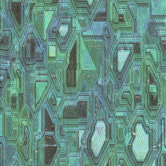 Machine Washable Transitional Deep-Sea Green Rug, wshpat3521