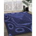 Patterned Night Blue Rug in Family Room, pat3522blu