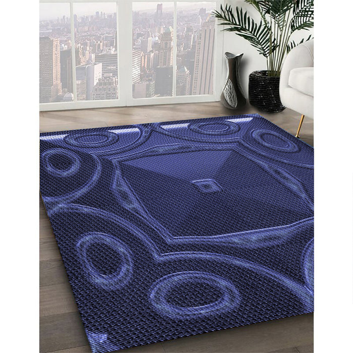 Machine Washable Transitional Night Blue Rug in a Family Room, wshpat3522blu