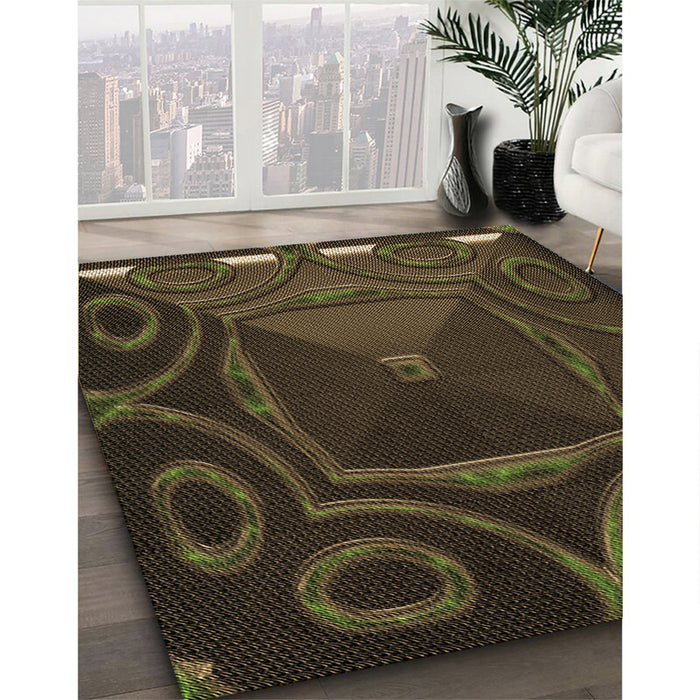 Patterned Oak Brown Rug in Family Room, pat3522brn