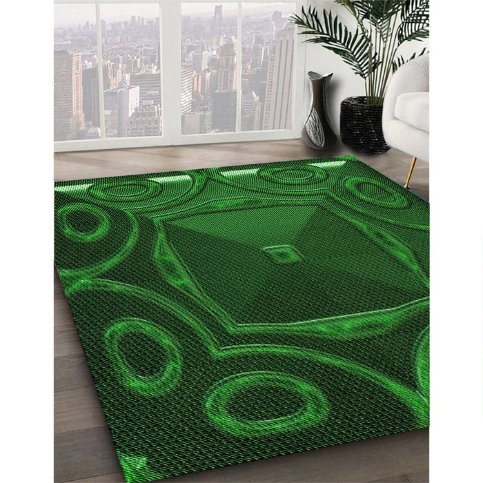 Machine Washable Transitional Green Rug in a Family Room, wshpat3522grn