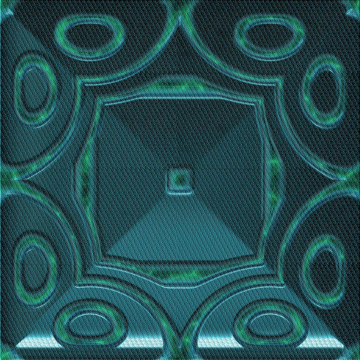 Round Patterned Dark Cyan Green Rug, pat3522lblu