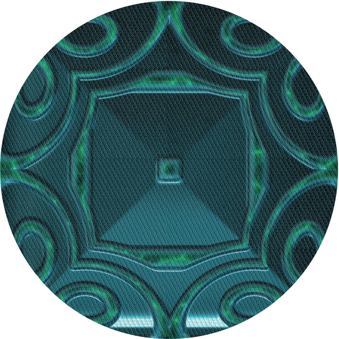 Square Machine Washable Transitional Dark Cyan Green Rug in a Living Room, wshpat3522lblu