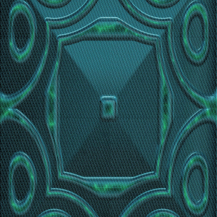 Patterned Dark Cyan Green Rug, pat3522lblu