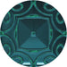 Square Patterned Dark Cyan Green Rug, pat3522lblu