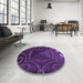 Round Patterned Dark Purple Rug in a Office, pat3522pur