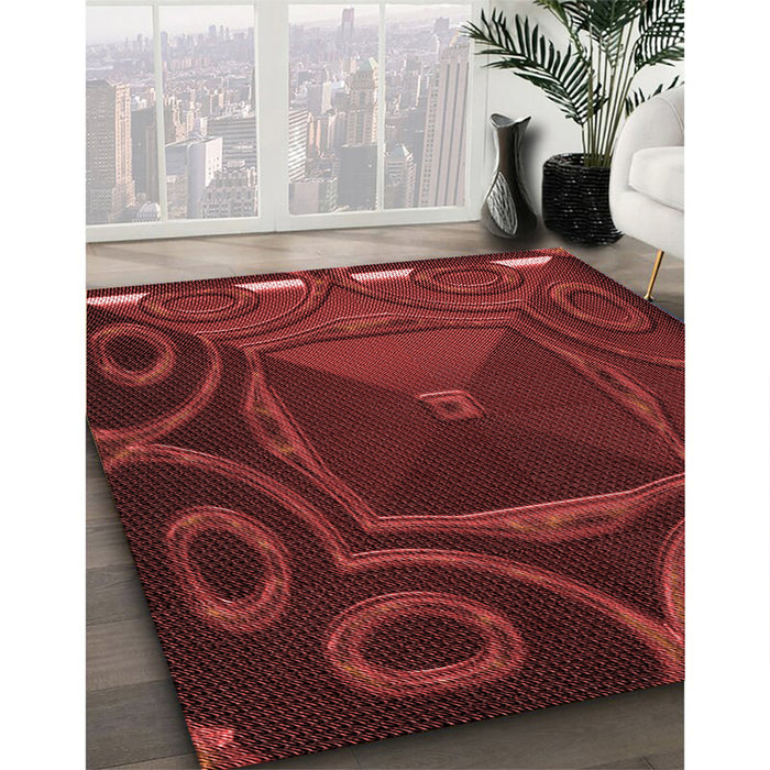 Machine Washable Transitional Maroon Red Rug in a Family Room, wshpat3522rd
