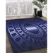 Patterned Night Blue Rug in Family Room, pat3523blu