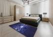 Patterned Night Blue Rug in a Bedroom, pat3523blu