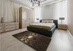 Patterned Oak Brown Rug in a Bedroom, pat3523brn