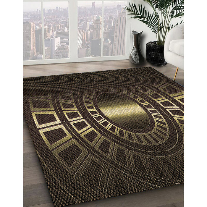 Patterned Oak Brown Rug in Family Room, pat3523brn
