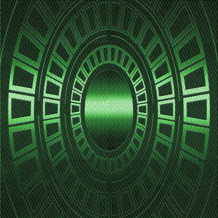 Round Patterned Black Rug, pat3523grn