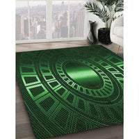 Patterned Black Rug, pat3523grn