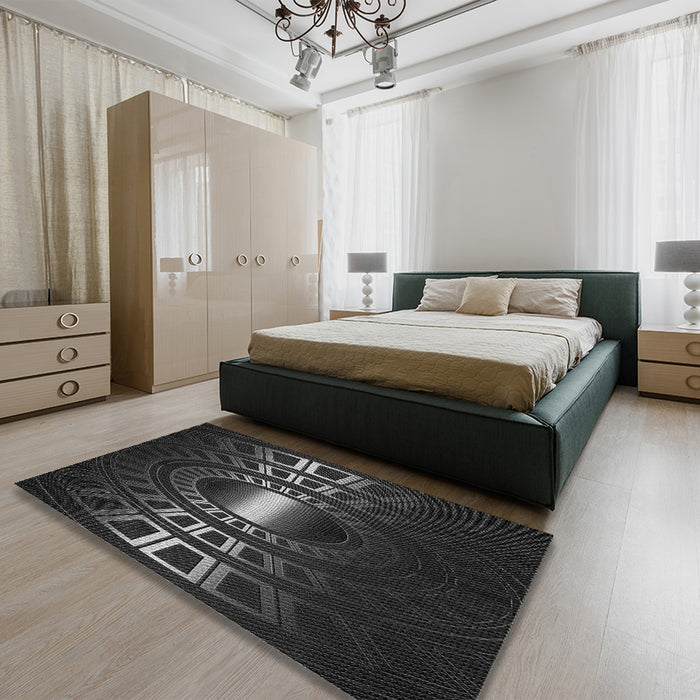 Patterned Ash Gray Rug in a Bedroom, pat3523gry