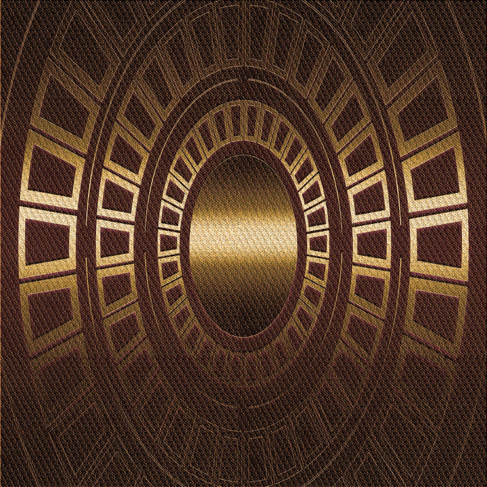 Round Patterned Saddle Brown Rug, pat3523org