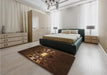 Patterned Saddle Brown Rug in a Bedroom, pat3523org