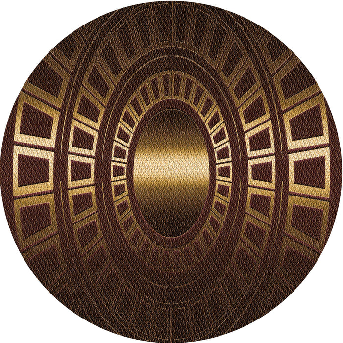 Square Patterned Saddle Brown Rug, pat3523org