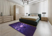 Patterned Midnight Blue Rug in a Bedroom, pat3523pur