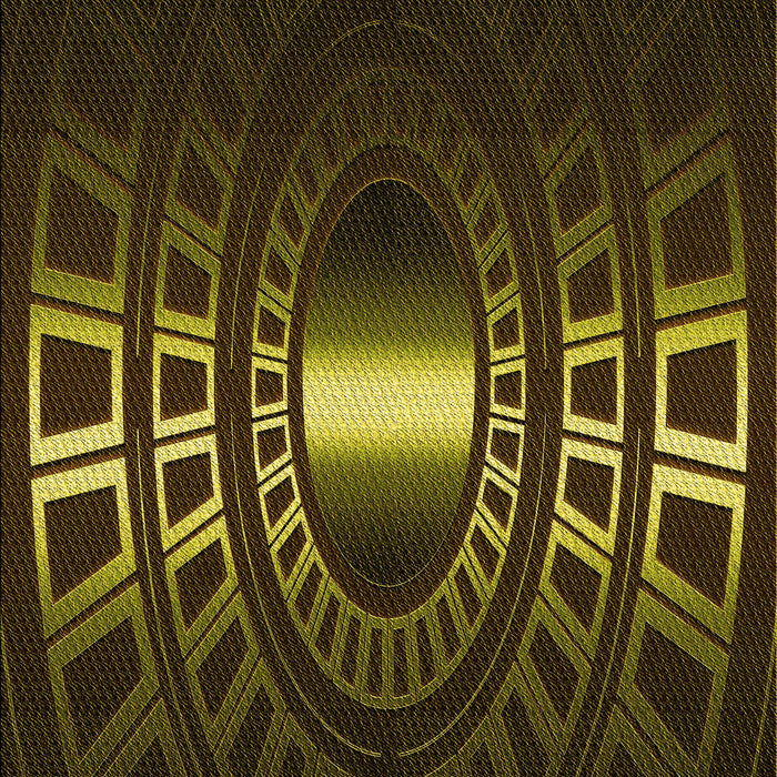 Patterned Dark Yellow Green Rug, pat3523yw