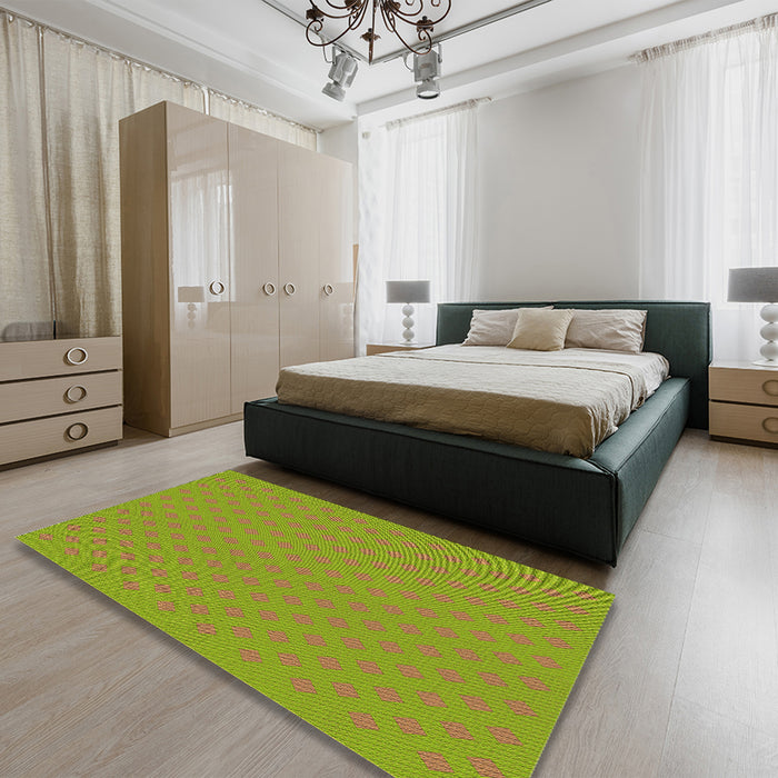 Patterned Pistachio Green Rug in a Bedroom, pat3524org