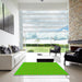 Square Patterned Lime Green Rug in a Living Room, pat3524yw