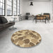 Round Patterned Brown Rug in a Office, pat3525brn