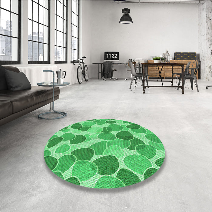 Round Patterned Lime Mint Green Rug in a Office, pat3525grn