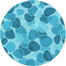 Square Patterned Bright Turquoise Blue Rug, pat3525lblu