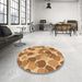 Round Patterned Orange Rug in a Office, pat3525org