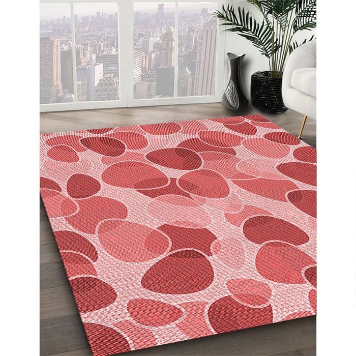 Machine Washable Transitional Light Coral Pink Rug in a Family Room, wshpat3525rd