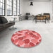 Round Patterned Light Coral Pink Rug in a Office, pat3525rd