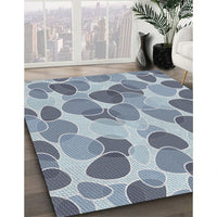 Patterned Light Steel Blue Novelty Rug, pat3525