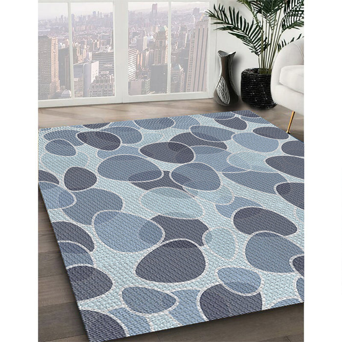 Patterned Light Steel Blue Novelty Rug in Family Room, pat3525