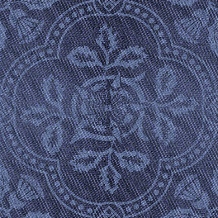 Round Machine Washable Transitional Blue Rug, wshpat3526blu