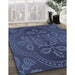 Patterned Blue Rug in Family Room, pat3526blu