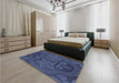 Patterned Blue Rug in a Bedroom, pat3526blu